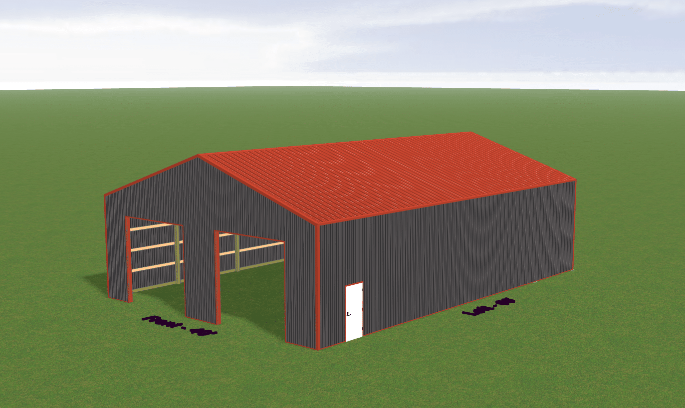 nice, large red and grey 40x60x14 pole barn for sale