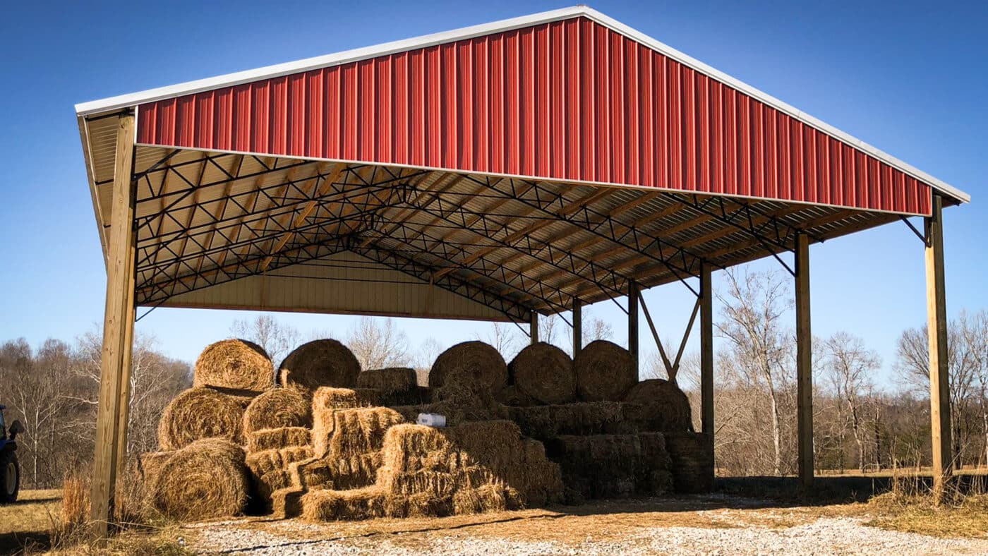 hay pole barn red open with hay price in tennessee