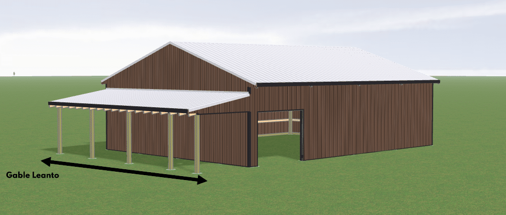 3d mockup displaying the gable leanto dimension