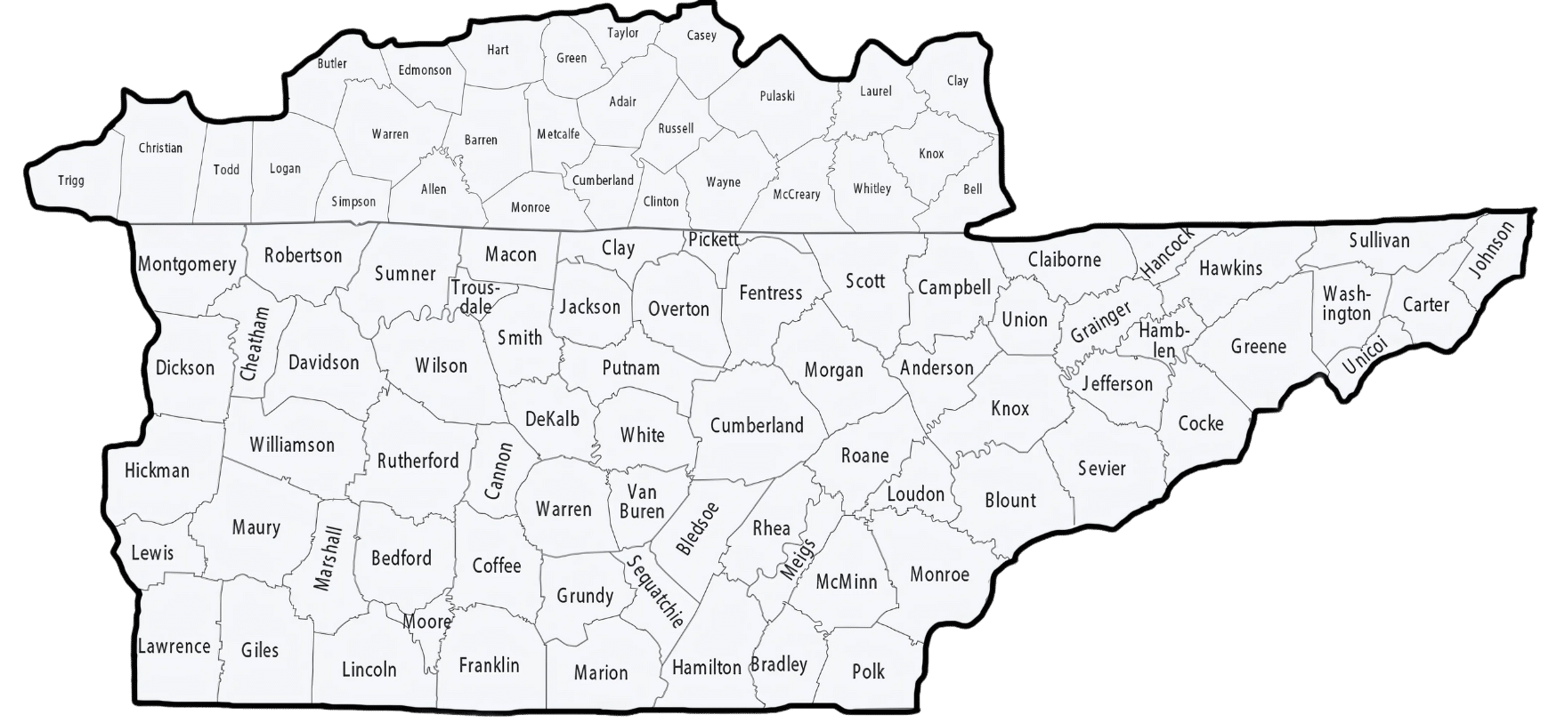 map displaying troyer post service counties