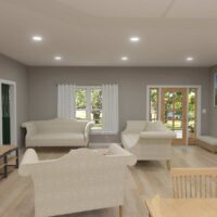 the interior living area of a Baton Rouge Barndominium
