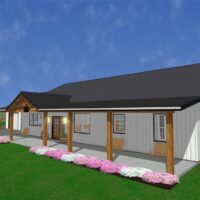 front and side view of the Omaha Barndominium house