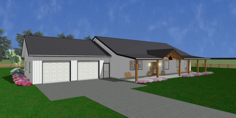 front view of the Omaha Barndominium house