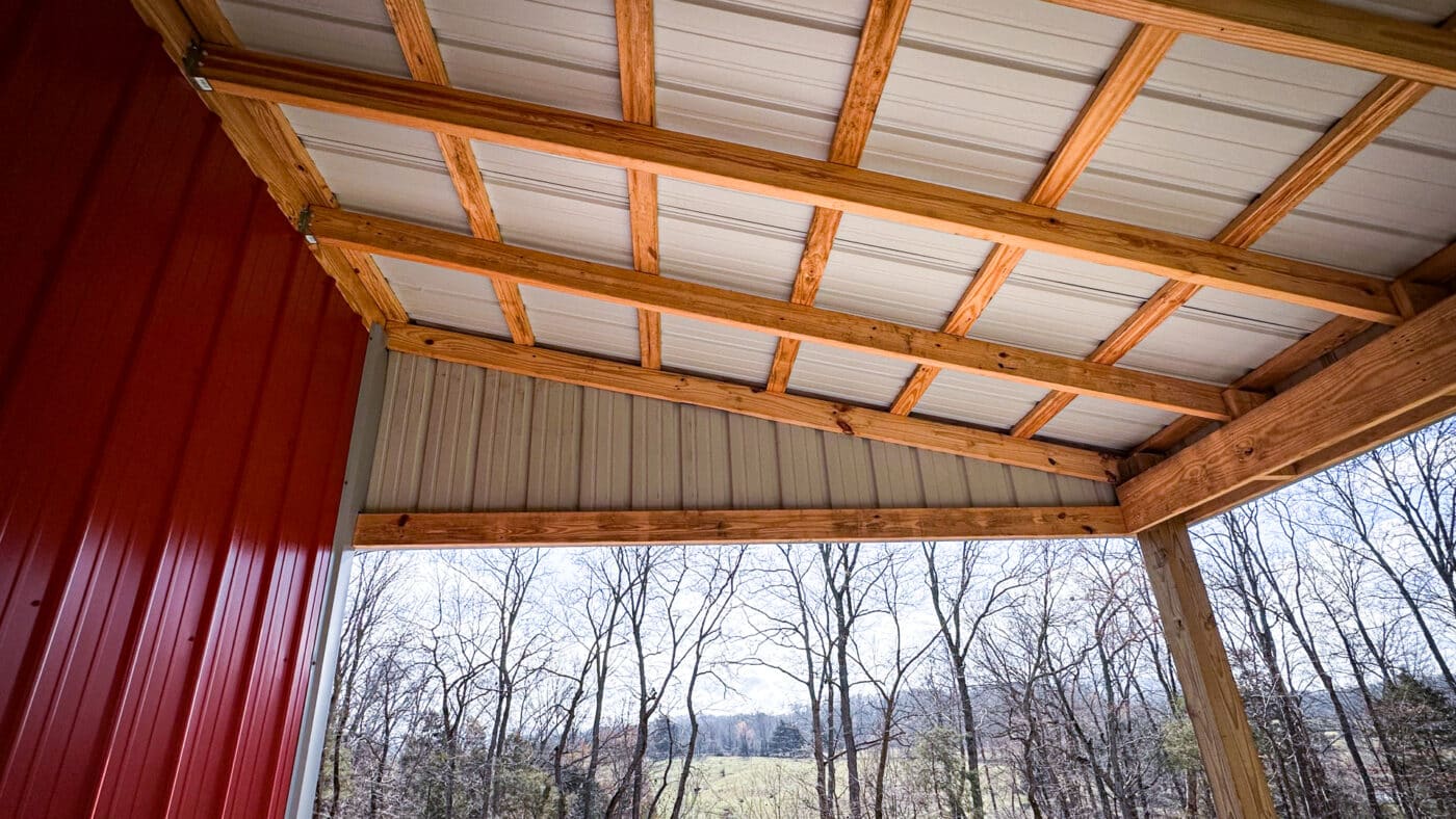 a steel truss in a pole barn style